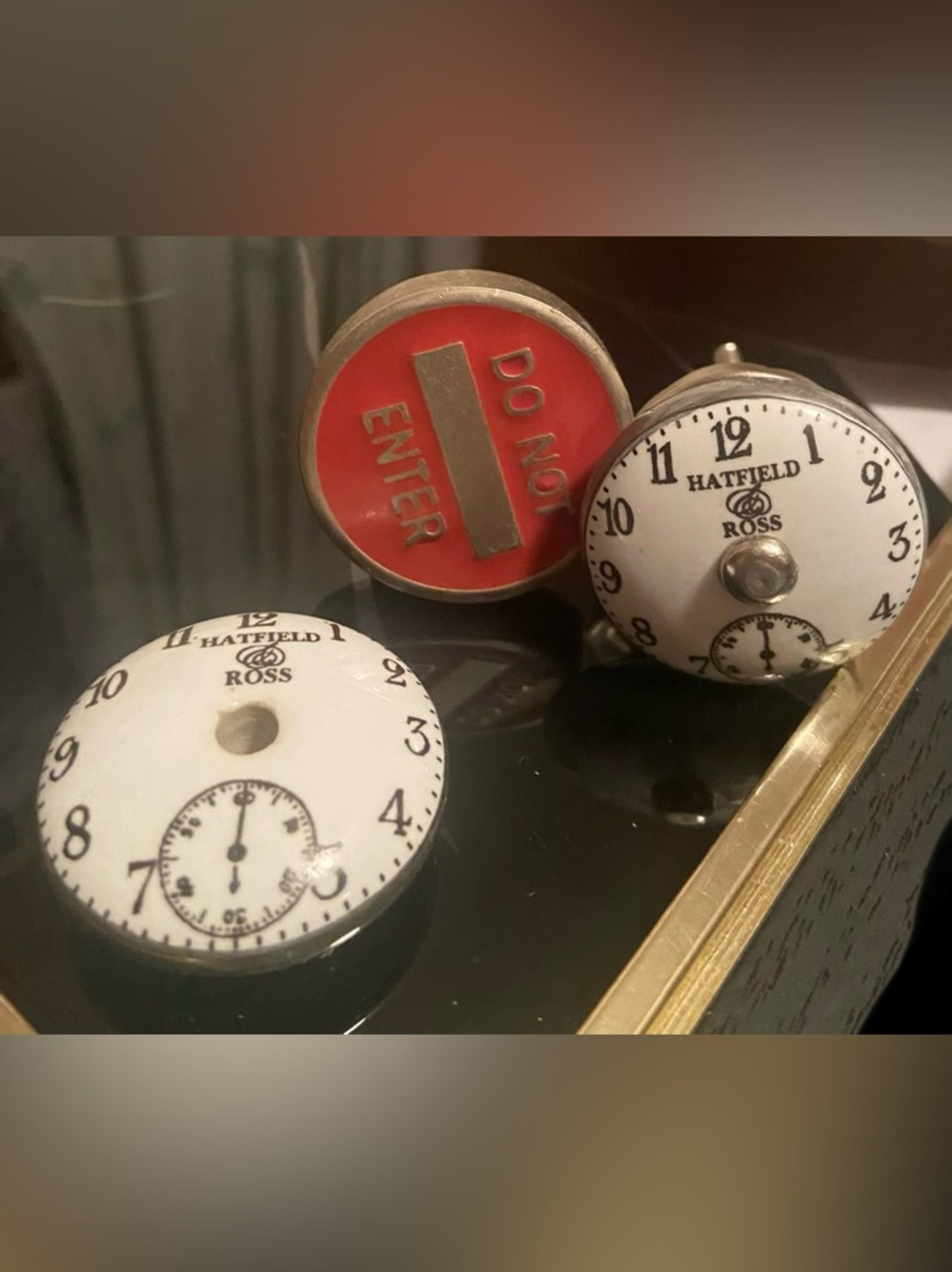 White Clock Face Decorative Drawer Knobs (Set of 2) & Do Not Enter Knob #50